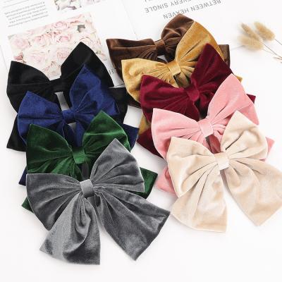 China Fashion CuteBig Wholesale Colorful Women Knot Hair Clip Bowknot Exaggerated Velvet Bow Hair Clip for sale