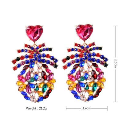 China New Arrival Trendy Women Shape Rhinestone Crystal Statement Earrings Pineapple Earring Fruit 2021 for sale