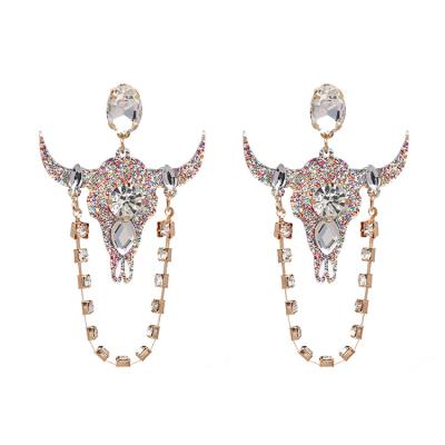 China Crystal Rhinestone Geometric Colorful Animal Earring Big Earrings Women Trendy Fashion Taurus for sale