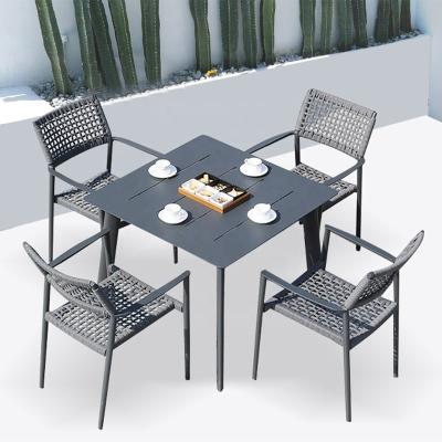 China Lightweight Outdoor Garden Furniture Sets All Weather Patio Bistro Dining Set With Leisure Rope Chair for sale