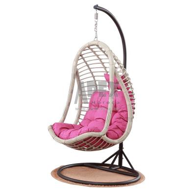 China Eco-friendly Comfortable Customized Patio Egg Chair Rattan Swing Basket Hanging Rocking Chair for sale