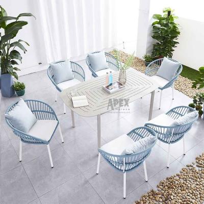 China waterproof & Fader-resistant Luxury Commercial Style Hotel Restaurant Living Frame Fabric Packing Dining Garden Set for sale