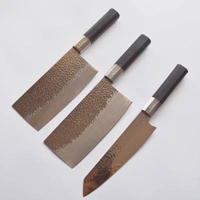 China 3CR13 Combination Knife New Kitchen Knife Durable Stainless Steel Plastic Handle Blade Surface Forging Pattern for sale