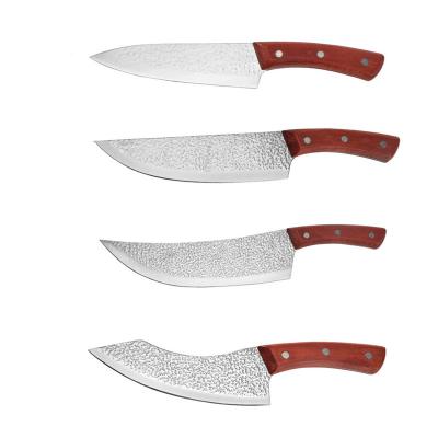 China Special Price Viable Forged Grain Stainless Steel Knife Handle Solid Wood Slaughtering Knife For Cattle And Sheep With Boning Knife for sale