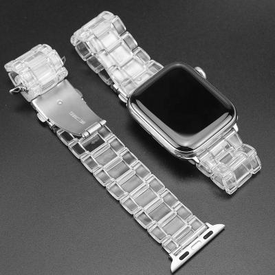 China Resin single strap for Apple watch band 44mm 40mm Se 6 5 4 3 41MM 45MM clear link bracelet iwatch smart series 7 for sale