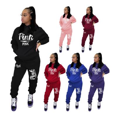 China QUICK DRY Fleece Women's Tracksuit Suit Women Jogging Sets Sportswear Female 2022 Print Pocket Hooded Collar Sweat Suits Ladies for sale