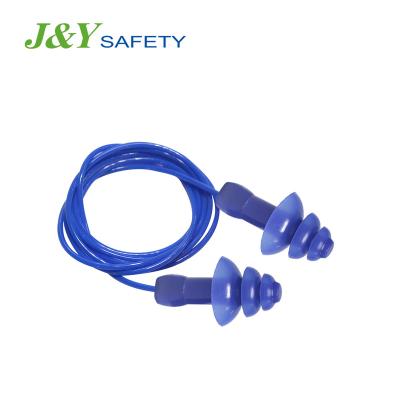 China Safety Silicone Blue Ear Plug Earplug With Cord ANSI Approved Professional Swimming Earplugs à venda