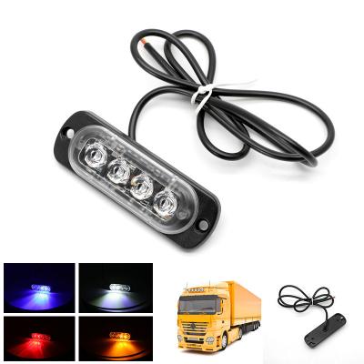 China 4 Slim Led Guide 12v-24v Amber White Police Beacon Flashing Emergency Strobe Optical Red Blue Warning Light For Car Truck Forklift LED Strobe Lights for sale