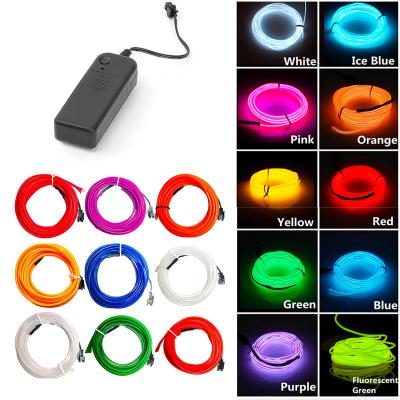 China PVC EL Wire Light 1M 2M 3M 5M LED Automobile Neon Light With Battery Pack Flexible EL Rope Tube LED Strip For Car Interior Dec Decor for sale