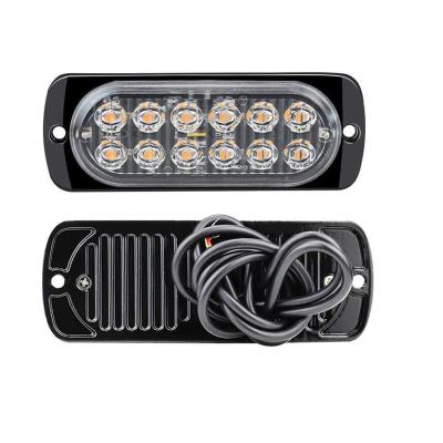 China Diecast Aluminum Alloy Housing And PC Lens 12 LED Emergency Strobe Light Strobes For Cars 12v 24v Police Warning Flasher Car Grill Red Blue Yellow White Lights for sale