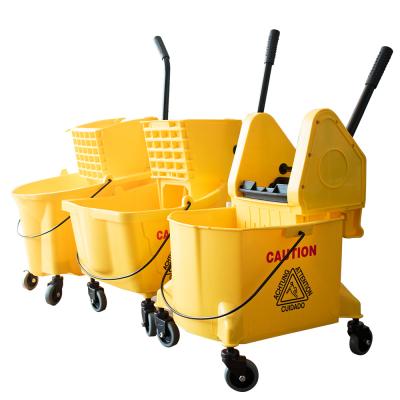 China Factory direct viable plastic side press wringer yellow mop cleaning bucket with handle for sale