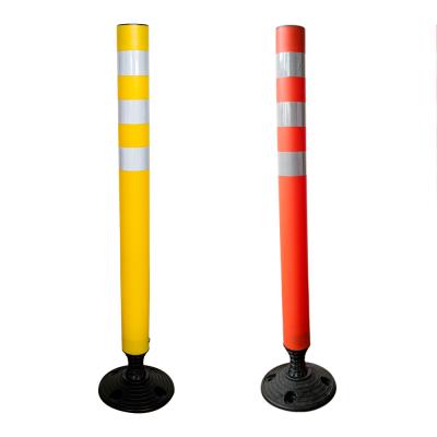 China Parking Barrier PE Road Fixing Safety Warning Post with Black Base and Plastic Reflective for sale