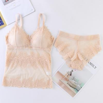 China 2022 New Women's Breathable Lace Bra Set Fashion Low Waist Underwear Set Transparent Underwear Deep Sexy Underwear Set for sale