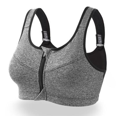 China Breathable Non-steel Professional High Strength Shockproof Sports Bra Front Ring Zipper Sports Underwear for sale