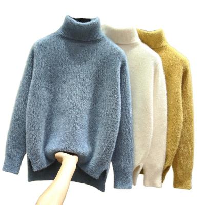 China Anti-wrinkle Autumn Winter Sweater Women Knitted Fashion Loose Casual Thick Sweaters Solid Color Long Sleeve Plus Size Ladies Warm Sweater for sale