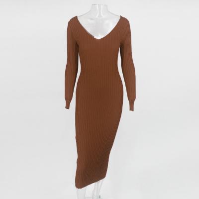 China Dry cleaning Mini Fashion Quantity Simple Custom V-Neck Long Sleeve Dress SummerDress and Winter Fashionable and Sexy for Women for sale