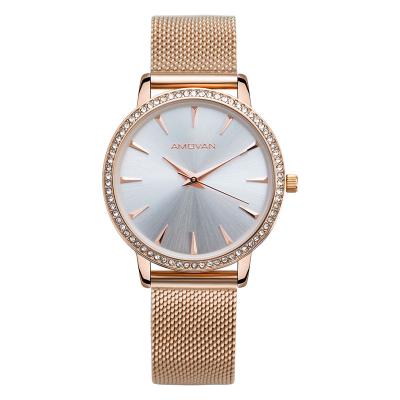 China New Product Logo Accept Men Luxury Gold Watch Water Resistant With Magnetic Mesh Band Diamond Quartz Watch for sale