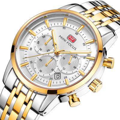 China Day/Date Mini Focus 0282G 3atm Water Resistant Stainless Steel Back Watches Analog Gold Alloy Quartz Wrist Watch Men Relogio Masculino for sale