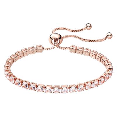 China 2021 New CLASSIC Zircon Chain Bracelet Fashionable Female Cubic Silver Gold Jewelry Adjustable Diamond Bracelet for sale