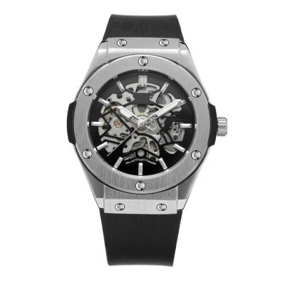 China Water Resistant Chinese OEM Alloy Or Stainless Steel Skeleton Mechanical Mens Wristwatches Watch With TPU Band Strap for sale