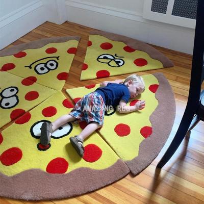 China Custom 1 MOQ COVER DESIGN Pizza Blanket Irregular Shape Live Baby Kids Room Decoration Decorated Upholstery Hand Business Trade Use Tufted for sale