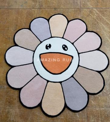 China Lovely Smile Shape Mat Blankets Washable Custom Design Anime Modern Design Hand Made Home Use Hand - Woven Mat for sale