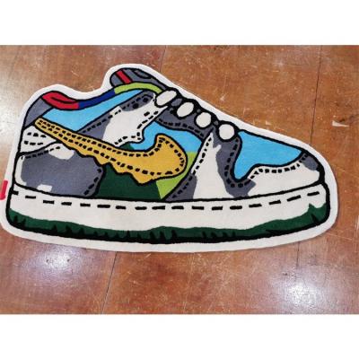 China Cheap Handmade Irregular Shape Logo Shaped Die Cut Out Shoe Mats Designer Non-Slip Area Custom Sneaker Popular Covers and Mats for sale