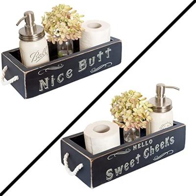 China Wholesale Custom Decor Nice Butt Bathroom Europe Farmhouse Wooden Toilet Paper Holder for sale