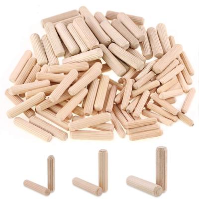 China Europe Factory Direct Wooden Bevel Ends Tapered Straight Fluted Wooden Dowels for sale