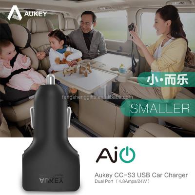 China Mobile Phone.Tablet PC Aukey CC-S3 24W 4.8A 2 Ports USB Carrecharger for6 6S Air 2 Mini 3 Aukey Car recharger for sale