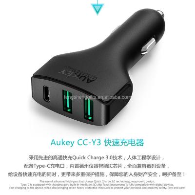 China Mobile Phone.Tablet PC AUKEY Fast Charging 3.0 Technology For Compatible Type C USB Car Charging Devices AUKEY CC-Y3 49.5W 3-Port for sale