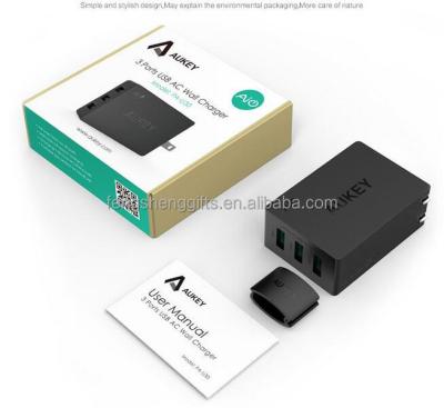 China AUKEY USB Cell Phone Wall Charger with 3 Ports and Folding Plug for iPhone 6S, 6,6 Plus and Plus - Black for sale