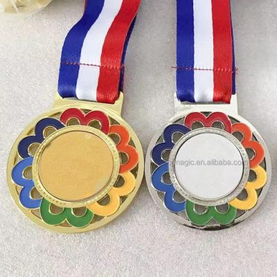 China America high quality cheap metal engraved sports medal rainbow empty medal in stock for sale