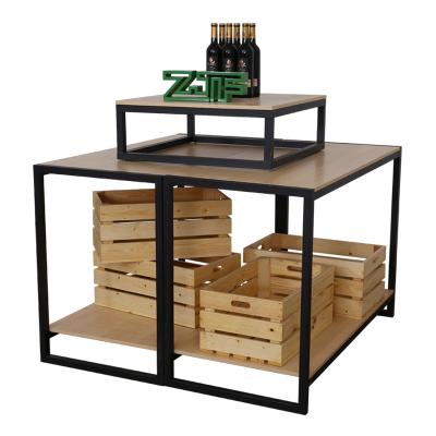 China Eco - Friendly Supermarket Area Promotion Snacks Display Wooden Wine Table Counter Counter Eco - Friendly for sale