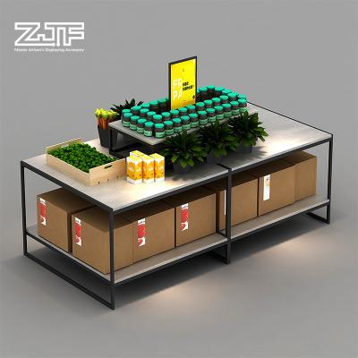 China Grocery Store Gondola Fruit Double Sided Equipment Customized Vegetable Display Stands For Supermarket Interior Design for sale