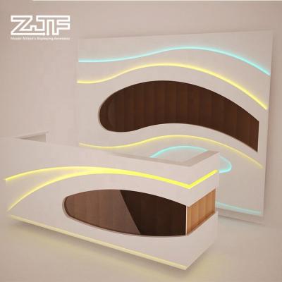 China Eco-friendly I shaped restaurant reception counter modern acrylic mini LED bar counter for sale for sale