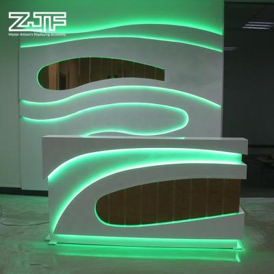 China (Size)Adjustable Modern Solid Outdoor Artificial Marble Shop Counter Design Office LED Marble Reception for sale