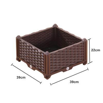 China Eco-Freindly Stackable High Garden Bed Rattan Design 39 x 39 x 22 cm Easy to Maintain and Clean PP Material High Garden Bed for sale