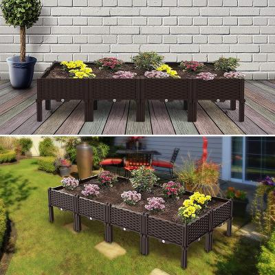 China Eco-Freindly Modular Planter Boxes Raised Garden Bed Self-watering Outdoor Plastic Planter Box For Indoor Outdoor Vegetables for sale