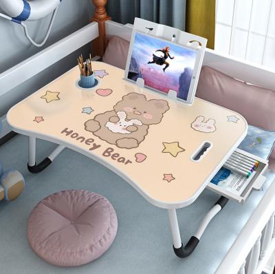 China New Design Cartoon Small Computer Wooden Desk Foldable Cheap Portable Laptop Table With Drawer For Kids for sale