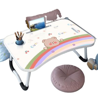 China Latest Design Cartoon Popular Small Wooden Foldable Portable Laptop Table No Assembly Required Computer Desk For Bed for sale