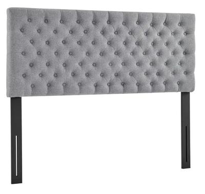 China Gray Cream Button Adorned Headboard With Metal Strong Legs Easy Assembled Soft Upholstery Headboard for sale