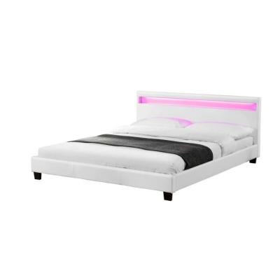 China Lighted headboard design LED light single European headborad bed sets 160x200cm size beds for sale