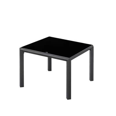 China Modern square design office glass top tea table with metal legs for sale