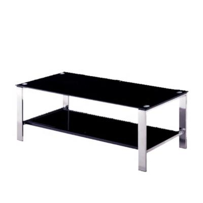 China Designer Modern Simple Modern Simple Table Furniture Stainless Steel Natural Glass Top Black Coffee Table for sale