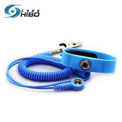 China Silica Gel Nice Blue Silicone Antistatic ESD Wrist Strap With 4mm Alligator Clip for sale