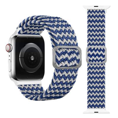 China Nylon Adjustable Colorful Woven Braided Watch Band For Apple Watch 7 Series Se 6 5 4 3 2 1 With Black Clasp Nylon Watch Strap for sale