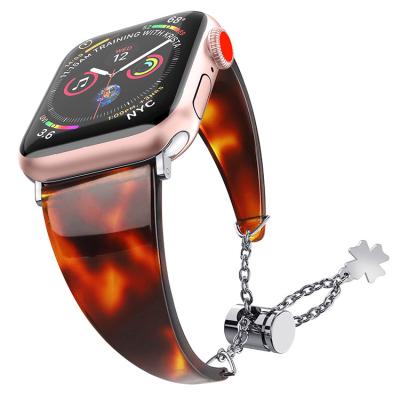 China Stainless Steel Metal Resin Watch Band For Apple Watch 38mm 40mm 42mm 44mm, For iWatch Se 6 5 4 3 2 for sale