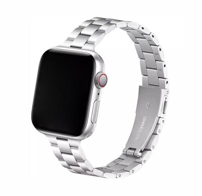 China Wholesale Luxury i Stainless Steel Three Bead Metal Watch Band For Apple Watch 7, 38mm 42mm 44mm Strap For iWatch Band for sale