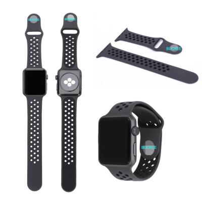 China Slap Watch Band Silicon Apple Watch Strap Pulseira Rubber Soft Silicone Compatible For Iwatch Logo Accept Sport Custom White /black for sale